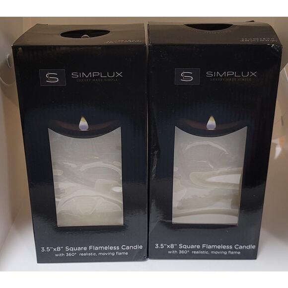 Simplux LED Squared Candle with Moving Flame and Remote (Set of 2) - Picture 1 of 8